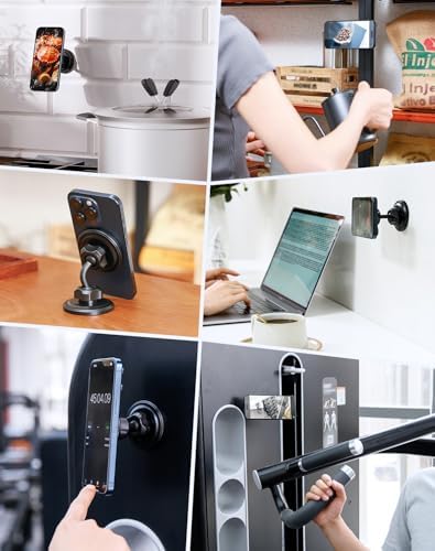 Magnetic Gym Phone Holder for Mag Safe – Ultimate Hands-Free Workout Accessory with Dual Ball Head for Optimal Viewing – Securely Supports i Phone 12 to 16 Pro Max & All Smartphones – Elevate Your Fitness Routine with Seamless Connectivity and Stability