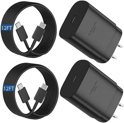 Experience Rapid Charging with Auorld 25 W Super Fast USB-C Charger & 10 FT Type-C Cable for Samsung Galaxy Devices – Ultimate Compatibility for S24, S23, S22, S21, S20, Note10, and Note20 – Portable, Durable, and Safe Power Solution for On-the-Go Use