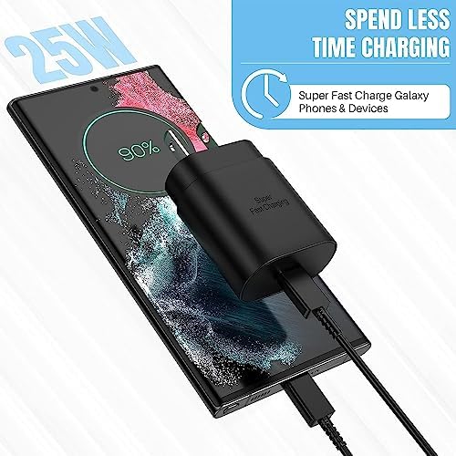 Galaxy S25 S24 25 W PD Super Fast Charging Block – Universal USB C Wall Adapter for Samsung and i Phone – Compact, Efficient, and Safe Power Delivery Charger for On-the-Go Users – Enhanced Compatibility with Galaxy S Series and i Phone 15/16 (Black, 1 Pack)