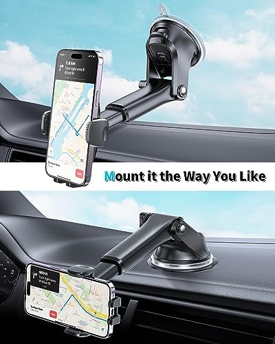 Ultimate APPS2 Universal Car Suction Cup Phone Mount – Secure Dashboard Holder for i Phone & Samsung – 360° Rotation, Sticky Gel Pad for Enhanced Stability – Effortless Installation & Hands-Free Navigation – Ideal for All Smartphone Models