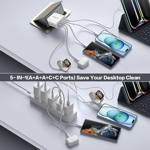 40 W 4-Port USB C Fast Charger Block – Superior Multi-Device Power Delivery Adapter for i Phone 16/15 Plus, Samsung Smartphones & Tablets – Compact Wall Charger for Efficient Rapid Charging & Universal Device Compatibility
