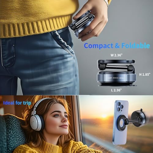 Transform Your Driving Dynamics with the 360° Adjustable Vacuum Magnetic Phone Holder – Universal Compatibility with Mag Safe for All Smartphones and Vehicles – Secure Navigation and Hands-Free Communication for Safer Journeys and Unmatched Convenience