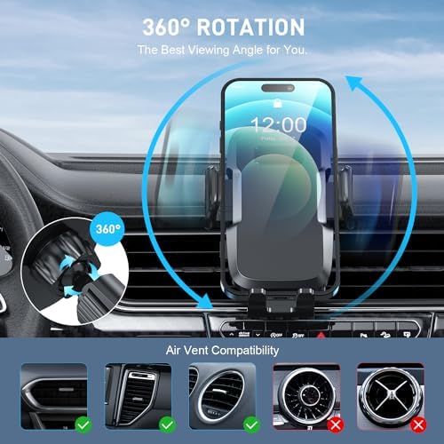 TEKING Advanced Car Phone Holder with Reinforced Metal Hook – Universal Air Vent Mount for i Phone 15/14/13/12 Pro Max & Samsung S24 Ultra – Sleek Translucent Design for Enhanced Aesthetics & Secure Smartphone Fit (120-75 mm) – Effortless Tool-Free Installation & Ultimate Hands-Free Convenience