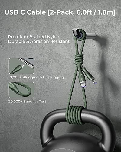 VOLTME 3.3 ft USB C Cable 2-Pack – Premium Nylon Braided Type C Charger for Fast Charging & High-Speed Data Transfer – Compatible with Mac Book Pro 2020, i Pad Pro 2021, Galaxy S22, Pixel, Switch & More – Durable, Universal Charging Solution in Grey for Enhanced Performance and Longevity