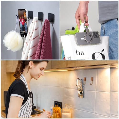 Magnetic Phone Ring Holder with Extended Grip Hook – Premium i Phone Kickstand Accessory for Models 12-16 – Enhanced Mag Safe Compatibility for Secure, One-Handed Operation and Stylish Versatility