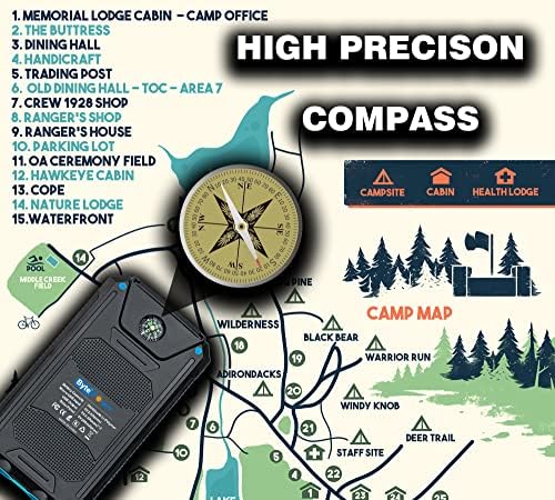 High-Capacity 20000 m Ah Solar Power Bank with Emergency Tools – Waterproof Portable Charger for Camping, Hiking & Outdoor Adventures with Carabiner, Compass, Whistle, and Dual USB Ports for Quick Charging