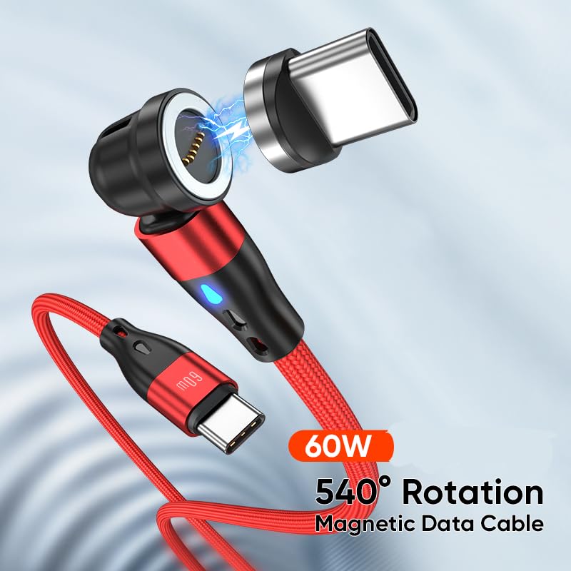 Magnetic 60 W USB C Cable Duo – Fast Charging & Data Transfer for i Phone, Android, i Pad, Samsung, Pixel & Mac Book – 6.6 ft Convenience & Enhanced Compatibility for All Devices