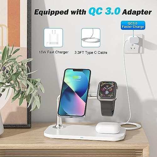 Elevate Your Charging Experience with the 3-in-1 Wireless Charging Station – 15 W Fast Charger Compatible with i Phone 14/13/12 Mag Safe, Apple Watch Ultra/Series 8-1/SE, and Air Pods – Streamlined Multi-Device Power Solution for Home and Office Use