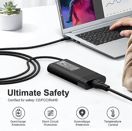 Ultra-Slim 65 W USB-C Laptop Charger for HP Spectre, Envy & Elite Series – Fast Charging AC Adapter for X360, Chromebook, and ZBook – Enhanced Compatibility & Travel Efficiency – Ideal Power Solution for Professionals and Students