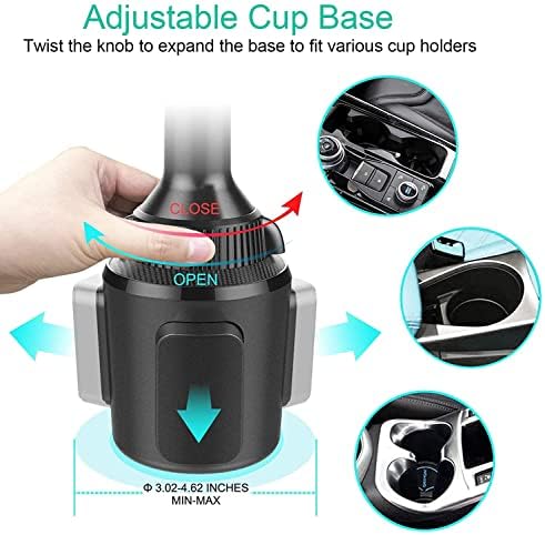 Aporia Mag Safe Car Cup Holder Charger – 15 W Fast Wireless Charging Mount with Adjustable Arm & 360° Rotation for i Phone 12+ | Ultimate Driving Accessory for Effortless Connectivity and Enhanced Convenience on the Road