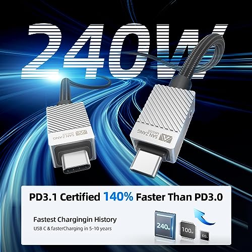 SAN ZANG MASTER 240 W USB C to C Charging Cable – High-Speed 1.6 FT Type C Charger for Mac Book Pro/Air, i Pad Pro, and Samsung S23/22/21/20 – Durable & Efficient Power Delivery for Ultimate Device Compatibility