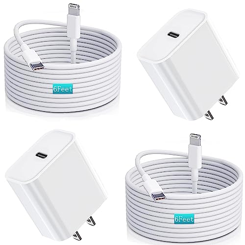 Enhanced Speed and Versatility: Dual-Pack Fast Charging i Phone Charger with 6 FT USB-C to Lightning Cable – Compatible with i Phone 14 Pro Max, 14 Plus, 13 Pro, 12 Mini, 11, XS, XR, X & i Pad – Efficient Power Delivery for Home and Travel