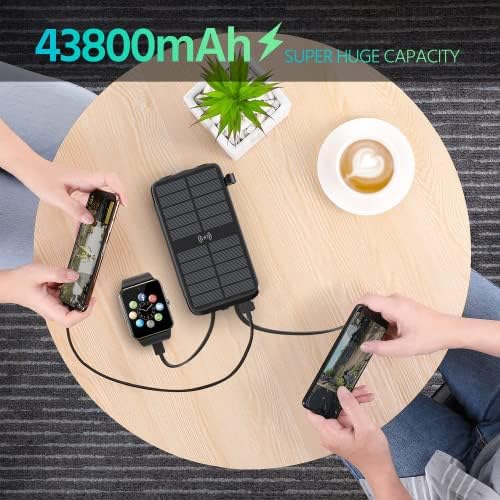 Ultimate 43800 m Ah Solar Power Bank with QC3.0 Fast Charging, Qi Wireless Capability, and 680 Lumen Flashlight – Eco-Friendly Portable Charger for Outdoor Adventures and Emergency Preparedness