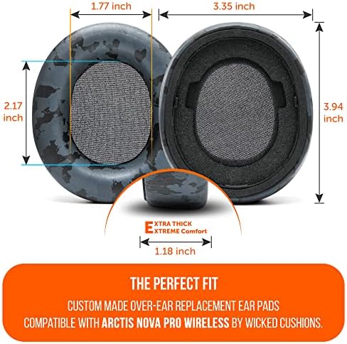Upgrade Your Sound: WC Premium Replacement Earpads for Steelseries Arctis Nova Pro Wireless by Wicked Cushions | Enhanced Comfort with Thick, Soft Leather & Superior Durability | Red Camo Design for Distinctive Style & Optimal Sound Isolation