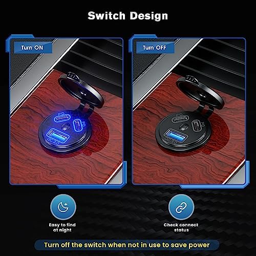 Ultra-Fast 12 V Type C USB Car Charger Socket – Dual Port Waterproof Quick Charge for Boats, Motorcycles, Trucks & More – Reliable Power Solution for Modern Devices on the Go