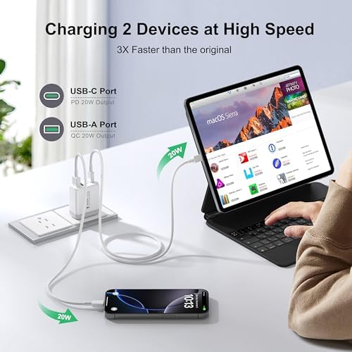 40 W USB-C Power Hub Duo: Versatile Fast Charging Station with 4 Ports for i Phone, i Pad, Air Pods & Apple Watch – Compact Travel Charger with Safety Features for Efficient Device Charging