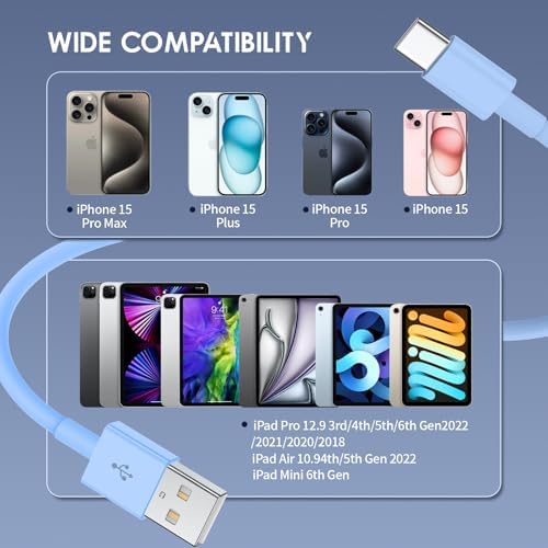 Car Carplay Cable for iPhone 15/16 Car Charger Cable,4Pack USB A to USB C for Carplay USB C Cord,iPhone 16/15/Plus/Pro Max,iPad Pro 12.9/11,Air 5th/4th Gen,Mini 6th Gen/Car Charging Cable 3FT – Enhanced Compatibility and Speed
