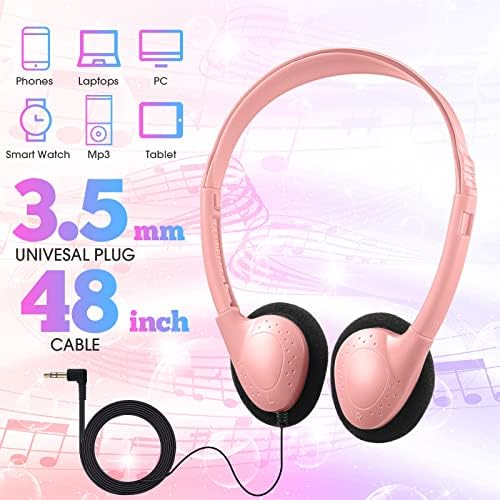 Chumia 40-Pack Colorful Classroom Headphones – Adjustable, Lightweight On-Ear Earphones for Kids and Adults – Durable Bulk Supply for Engaging Learning Experiences – Ideal for Schools and Group Activities