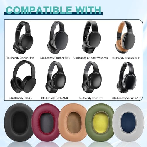 Upgrade Your Skullcandy Experience with Premium Replacement Ear Pads for Crusher Wireless, Evo, Hesh ANC & Venue Headphones – Ultimate Comfort, Superior Noise Isolation & Enhanced Audio Quality for Long Listening Sessions – Easy Installation & Sleek Design