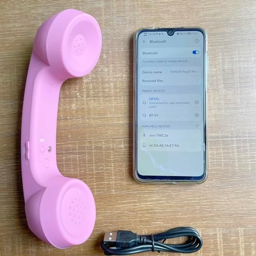 Vintage-Style Wireless Bluetooth Headset: Retro Phone Handset with Built-In Mic for Clear Calls & Music | Comfortable Design for i Phone & Android | Enhance Your Audio Experience with Radiation Reduction & Seamless Connectivity