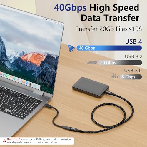 Ultra-Fast 1 M USB-C Male to Female Extension Cable – 40 Gbps Data Transfer, 240 W PD, Thunderbolt 4/3 & USB4 Compatible, Ideal for 8 K Displays – Compact, Durable Design for Enhanced Connectivity with Mac Book, Dell & SSDs