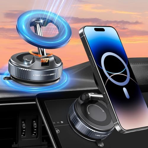 Magnetic Car Phone Holder- 360° Rotation Cell Phone Mount 16 15 Pro Max for Magsafe Dashboard Stand Car Accessories – Enhanced Compatibility and Speed