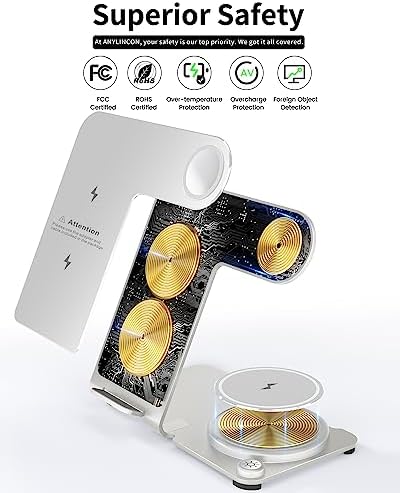 Premium Aluminum Alloy 3-in-1 Wireless Charging Station for i Phone, Apple Watch & Air Pods – Ultra-Fast Power Delivery for i Phone 15 to 11 (Pro, Pro Max), XS, XR – Sleek Minimalist Design for Effortless Clutter-Free Charging Experience