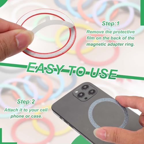 Universal Magnetic Adapter Ring Kit – 12 Ultra-Thin Yellow Metal Stickers for Enhanced Phone Case Compatibility and Wireless Charging Efficiency – Secure Adhesive Solution for Magnetic Mounts and Accessories – Easy Installation for Maximum Grip and Stability