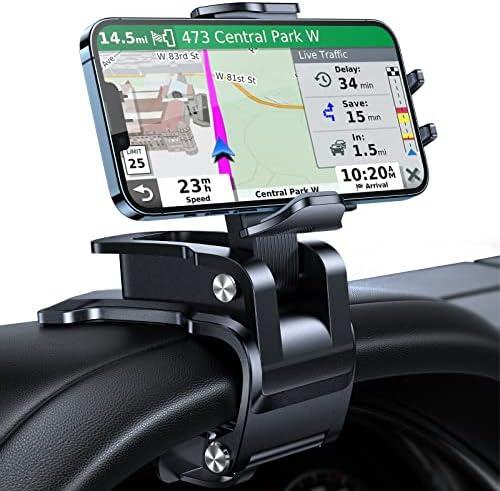 Military-Grade Universal Car Phone Mount for Dashboard | Ultra-Stable Clip Holder with Firm Grip for i Phone 16, 15, 14, 13, 12 Pro Max & Android Devices | One-Handed Operation for Safe Navigation & Easy Access | Enhanced Compatibility with GPS Systems
