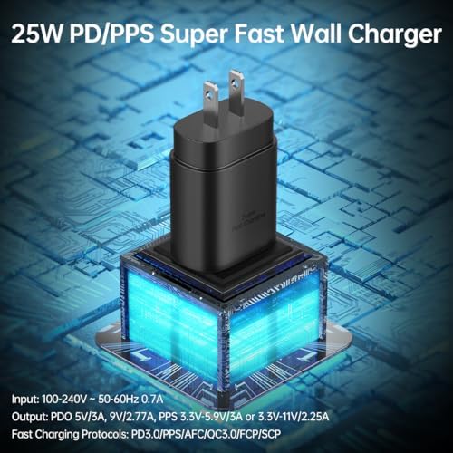 25 W Ultra-Fast Type C Wall and Car Charger Combo for Samsung Galaxy S25, S24, S23, S22, i Phone 16/15 Pro Max, Pixel 8/7/6 a – High-Speed USB-C Charging Kit with Premium Cable for Maximum Device Compatibility and Rapid Power Delivery