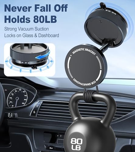 Universal 360° Rotatable Suction Cup Phone Holder for Cars – Advanced Magnetic Mount with Five Nano Gel Pads for Enhanced Stability on All Surfaces – Ideal Smartphone Stand for Safe Driving and Effortless Navigation