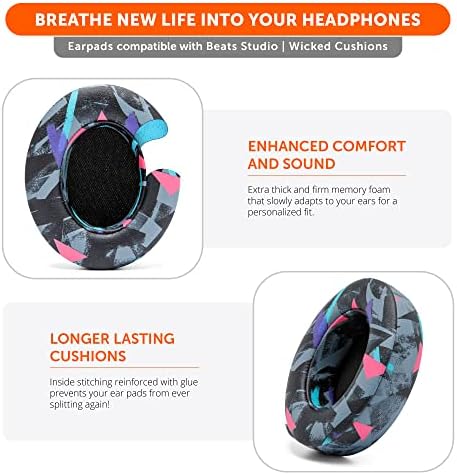 Upgrade Your Audio Experience with WC Wicked Cushions Replacement Ear Pads for Beats Studio 2 & 3 – Retro 90’s White | Luxurious PU Leather & Enhanced Foam for Optimal Sound Isolation | Perfectly Fits B0501 & B0500 Models | Not Compatible with Beats Solo | Enhanced Adhesive for Maximum Durability and Longevity