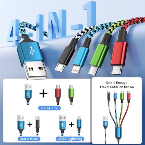 100W USB C Multi Charging Cable,3 in 1 USB C Cable Fast Charging with E-Mark Chip,Universal Charging Cable with Type-C, Micro USB,IP Port for iPhone16/15/Cell Phones and More – Enhanced Compatibility and Speed