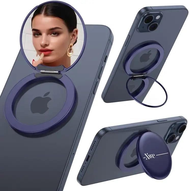Cell Phone Stand Compatible with Magsafe Mirror Mount [Anti-Scratch & Portable] Girls Women Magnetic Travel Makeup Mirror Desk Fits for iPhone 16/15/14/13/12 Plus Pro Max (Midnight) – Enhanced Compatibility and Speed