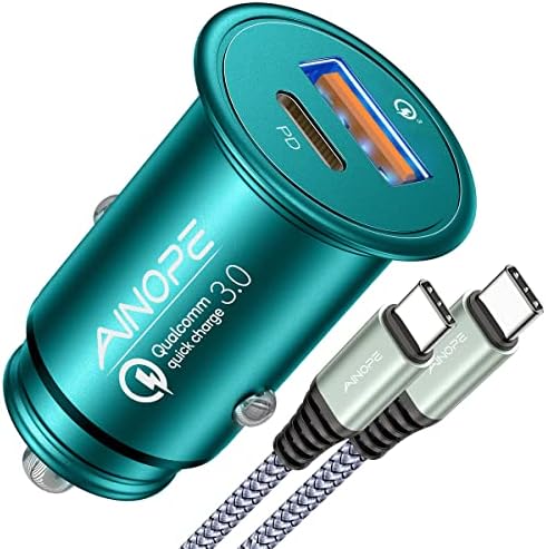 Compact AINOPE 67.5 W USB-C Car Charger – Fast Charging Dual Port QC3.0 Adapter for i Phone 16 & Samsung Galaxy – Mini Cigarette Lighter Accessory in Stylish Purple for Efficient On-the-Go Power Solutions