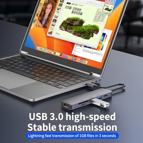 Elevate Your Tech Game with the Jadebones 6-in-1 USB-C Hub: Ultimate 100 W Power Delivery, Dual USB-A Ports, SD/TF Card Reader & 4 K HDMI Adapter for Mac Book & Laptops – Compact High-Speed Solution for Effortless Productivity and Media Enjoyment
