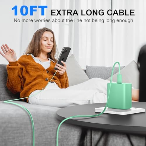 Super Fast 45 W Charger for Phone 16 Series with 10 FT Type C Cable – High-Speed USB C Power Block for Ultimate Compatibility and Enhanced Safety Features, Ideal for Phone 16, 16 Pro, 16 Pro Max, 16 Plus, 15, 15 Pro Max, Galaxy Devices – Portable and Reliable Charging Solution
