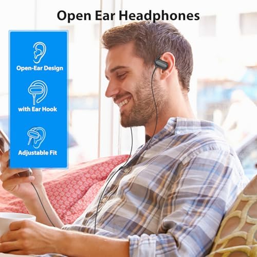 Revolutionary Open Ear USB-C Sports Earbuds with Microphone for i Phone 16, 15 Plus & Galaxy S25 – Secure Fit for Active Lifestyles, Superior Sound Quality, Effortless Volume Control & Enhanced Awareness for Ultimate Listening Freedom on the Move
