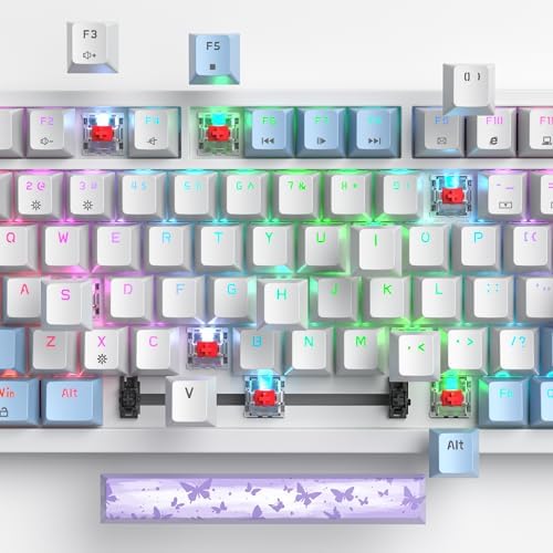 Transform Your Gaming Setup with the 75% Monster B Wired Mechanical Keyboard – 82 Keys, Gasket Mount Design, Hot-Swappable White Switches, RGB Lighting, Programmable Features for Mac/Windows – Unmatched Speed and Comfort for Gamers and Professionals