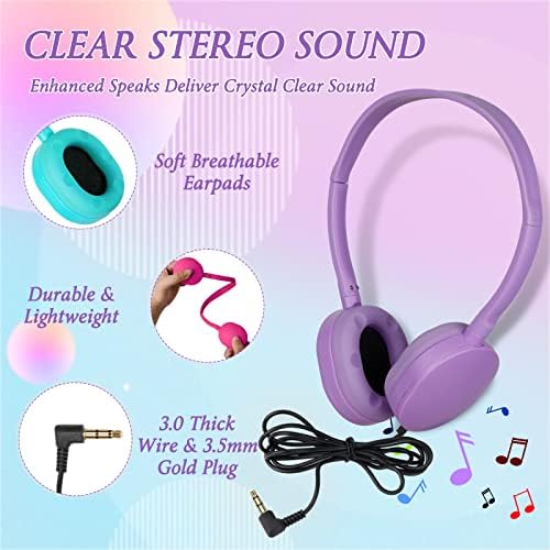 Bulk 24-Pack Kids Classroom Headphones – Durable Wired Earphones with Adjustable Headband for Enhanced Learning Environments (Black) – Ideal for Group Activities and Student Engagement