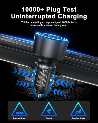 SCHUGS 205 W Ultra-Fast 3-Port Car Charger – USB C PD3.1 & QC5.0 Compatible for i Phone 16, Samsung S25 & Mac Book – Versatile 12 V-24 V Truck Charger with LED Indicator & Six Safety Protections for Enhanced Charging Efficiency and Device Safety