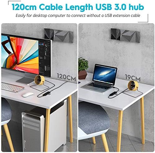 Ultra-Slim 4-Port USB 3.0 Hub with 2 ft Extended Cable – High-Speed Data Transfer for Mac Books, PCs, and More – Compact USB Expander for Enhanced Connectivity, Ideal for On-the-Go Professionals and Home Offices