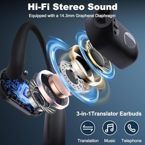 Transform Your Global Communication with AI-Enhanced 3-in-1 Translation Earbuds: Real-Time Language Translator with Superior Sound, 80-Hour Battery Life, and Noise-Cancelling Design – Ideal for Travelers, Professionals, and Language Learners – Subscription-Free Convenience in Sleek White Finish