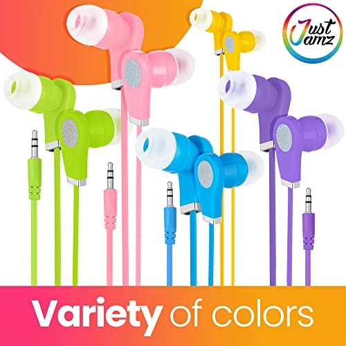 Multicolored Disposable Earbuds Bulk Pack – 30 Pairs of In-Ear Headphones for Schools & Libraries | 3.5 mm Stereo Jack, Lightweight & Hygienic Audio Solution | Perfect for Group Settings & Multimedia Engagement