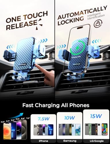 Universal Auto Clamping Phone Holder for Car – CHGeek 360° Rotating Mount for i Phone 15/14/13/12 Mini & Samsung Galaxy – Effortless One-Handed Use, Enhanced Safety, and Durable Design for Seamless Driving Experience