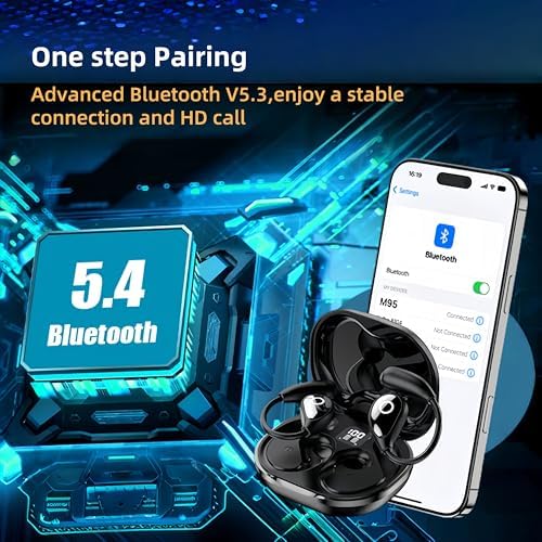 Stylish Pink Bluetooth Earbuds for Active Women – High-Performance Sports Headphones with 36-Hour Battery Life, IPX7 Waterproof Design, Secure Over-Ear Hooks, and Touch Control – Ideal for Gym, Running, and HD Sound Experience with Quick Charge Feature