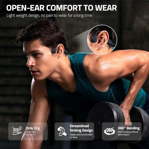 Revolutionize Your Swim: Bluetooth 5.3 Bone Conduction Headphones with 8 GB MP3 Storage – IPX8 Waterproof Open Ear Design for Ultimate Audio Enjoyment and Safety During Workouts