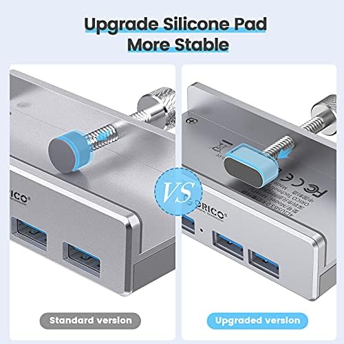 Discover the ORICO Aluminum 4-Port USB 3.0 Hub – Your Essential Desktop Connectivity Solution for Seamless Data Transfer and Enhanced Organization. Featuring a stylish clamp design, this USB splitter effortlessly attaches to your monitor or desk, optimizing your workspace without sacrificing aesthetics. With four high-speed USB 3.0 ports delivering data transfer rates up to 5 Gbps, you can connect multiple devices like external drives and keyboards with ease. The durable aluminum construction not only provides exceptional heat dissipation but also adds a touch of modern elegance to your setup. Included is a generous 4.92 FT USB data cable for increased flexibility and reach. Lightweight and compact, this hub is perfect for both home and office use, ensuring you stay connected wherever you go. Experience superior performance and reliability with the ORICO USB Hub – the perfect blend of functionality and style for tech-savvy professionals. Note: This model does not include a power adapter, making it an ultra-portable accessory for your digital life.
