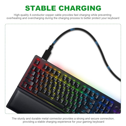 High-Speed USB C Charging Cable – 5.9 ft Durable & Tangle-Free Design for Razer Black Widow V3 Pro & Ducky One 2 Mini Pro | Perfect for Gamers & Professionals Seeking Uninterrupted Performance | Universal Compatibility for Fast Charging & Data Transfer