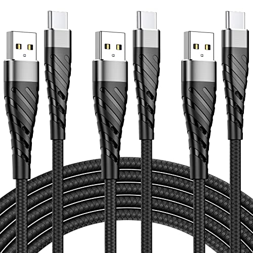 10 ft USB C Cable 3-Pack – Ultra-Fast Charging Type C Charger for Samsung Galaxy S21/S20/S10/S9, LG V50, Moto G Series – Durable Long Reach Power & Data Transfer Cord for Home & Office Use